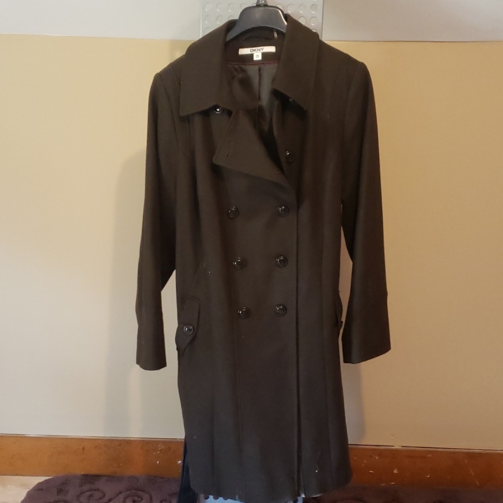 Olive Green Brand New DKNY Wool Coat 2X